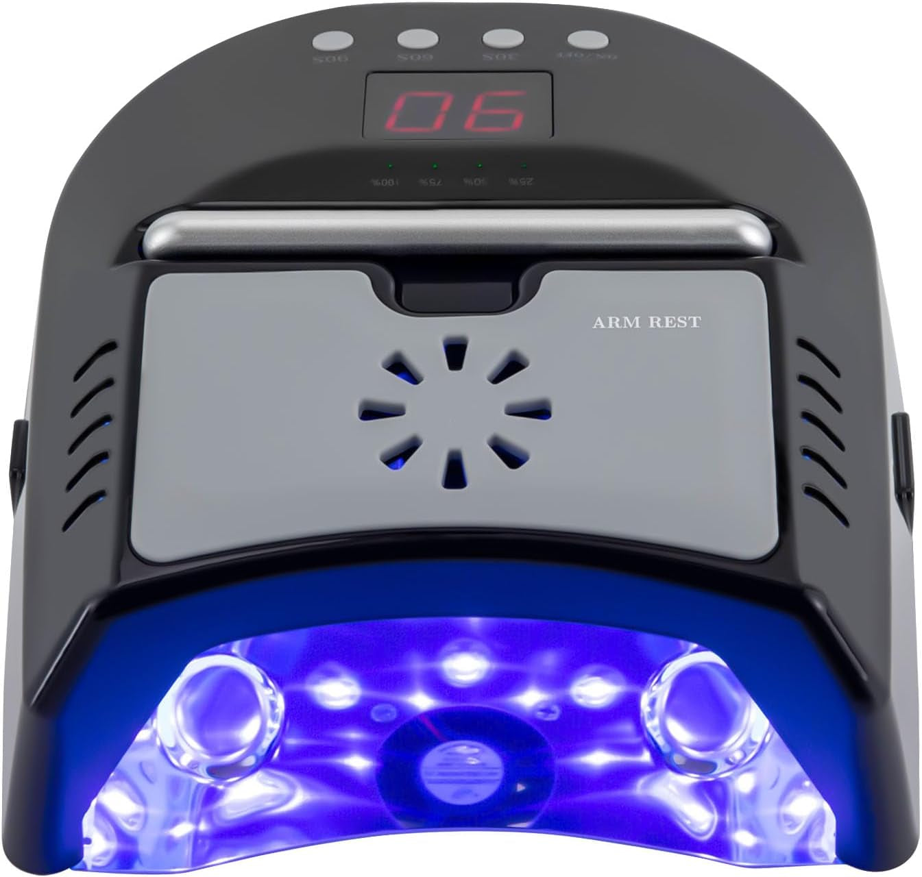 Cordless 72W UV LED Nail Lamp Rechargeable Nail Dryer+Fan for Gel Nails,Pedicure for Salon Home Nail Art(Black)