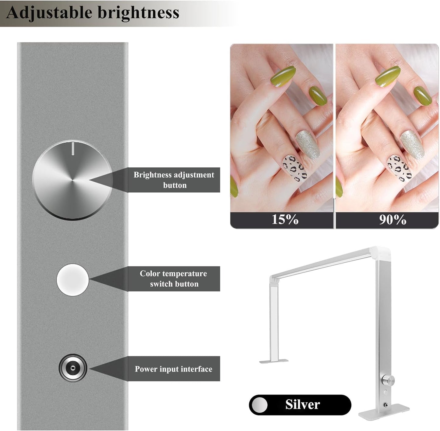 Half Moon Nail Desk Lamp,Nail Tech Lamp,Led Nail Tech Lamp,Led Manicure Desk Lamp,With 3 Color Temperature 3000K-6500K and Dimmable Brightness,Pink