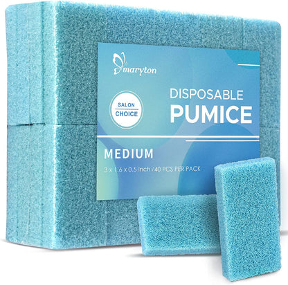 Disposable Foot Scrubber Pumice Pads, Pedicure Pumice Stone Dead Skin Callus Remover for Feet, 40Pcs (Blue Medium Coarse)