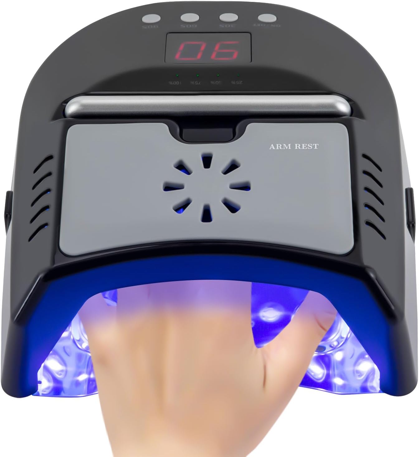 Cordless 72W UV LED Nail Lamp Rechargeable Nail Dryer+Fan for Gel Nails,Pedicure for Salon Home Nail Art（Black）