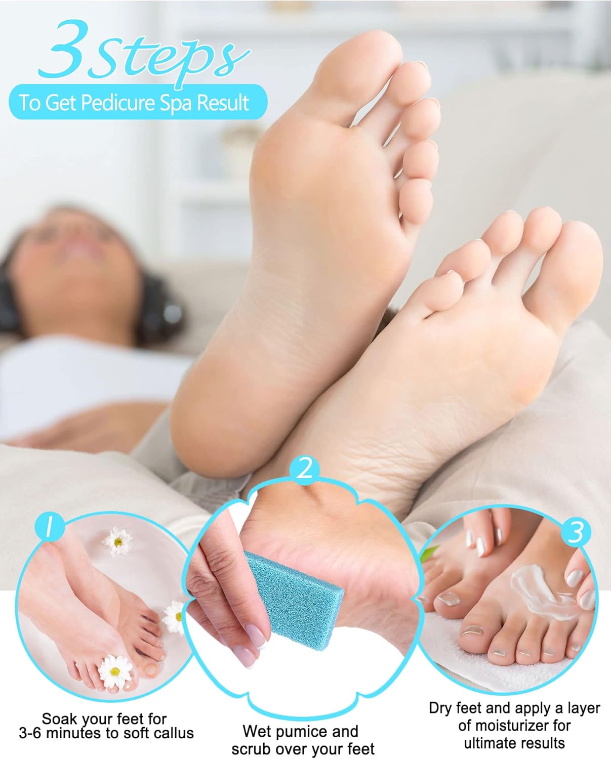 Disposable Foot Scrubber Pumice Pads, Pedicure Pumice Stone Dead Skin Callus Remover for Feet, 40Pcs (Blue Medium Coarse)