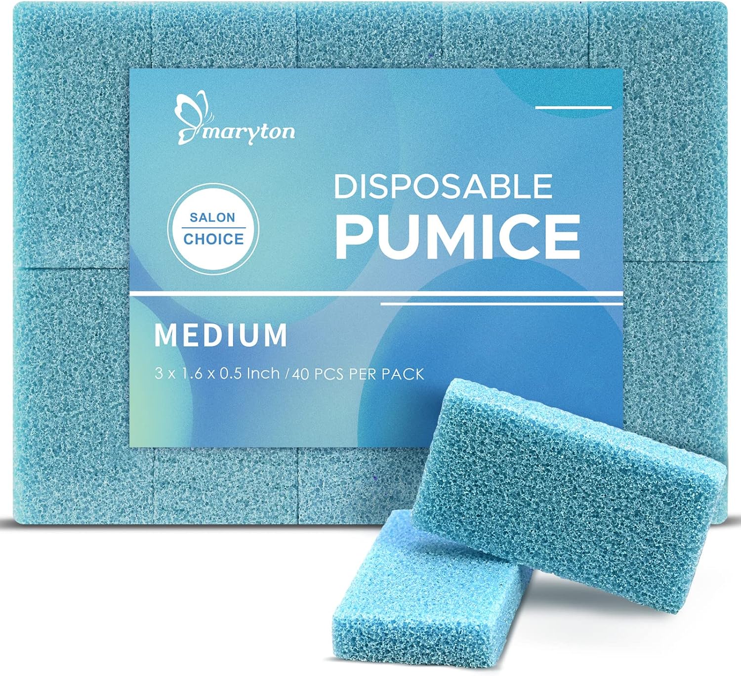 Disposable Foot Scrubber Pumice Pads, Pedicure Pumice Stone Dead Skin Callus Remover for Feet, 40Pcs (Blue Medium Coarse)