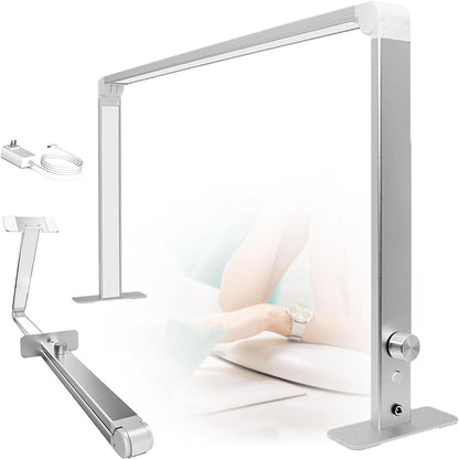 Half Moon Nail Desk Lamp,Nail Tech Lamp,Led Nail Tech Lamp,Led Manicure Desk Lamp,With 3 Color Temperature 3000K-6500K and Dimmable Brightness,Silver