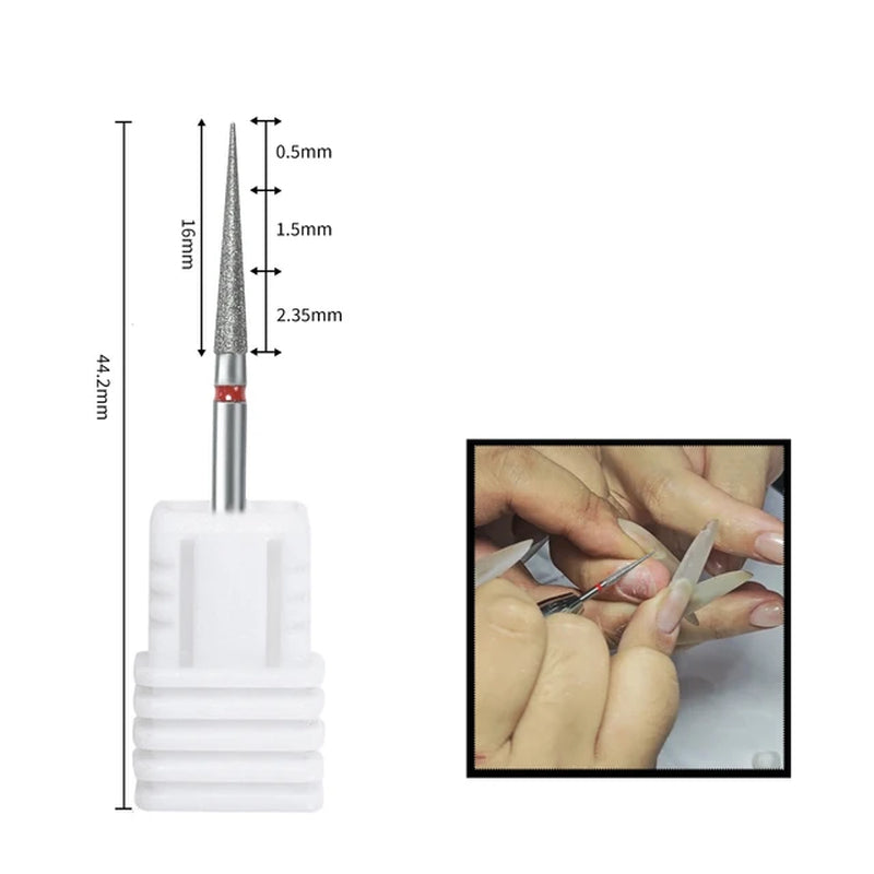 1Pc Diamond Nail Drill Bit Milling Cutter for Cuticle Clean Gel Overflow Removal Manicure Pedicure Tool